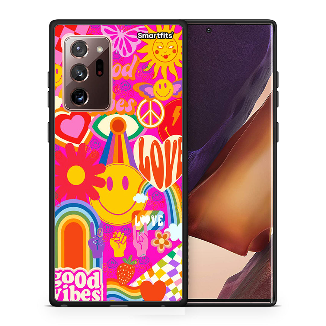 Θήκη Samsung Note 20 Ultra Hippie Love από τη Smartfits με σχέδιο στο πίσω μέρος και μαύρο περίβλημα | Samsung Note 20 Ultra Hippie Love case with colorful back and black bezels