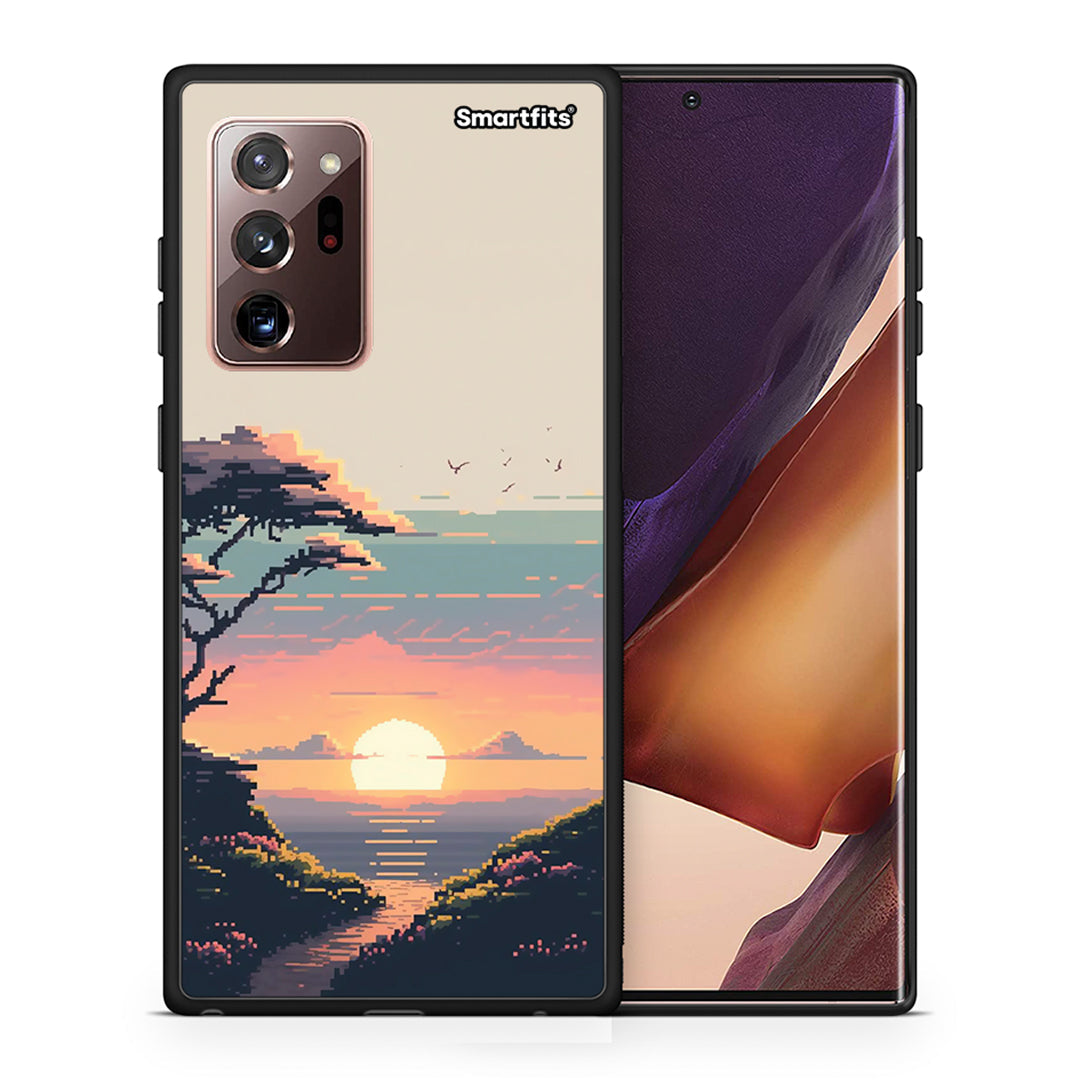 Θήκη Samsung Note 20 Ultra Pixel Sunset από τη Smartfits με σχέδιο στο πίσω μέρος και μαύρο περίβλημα | Samsung Note 20 Ultra Pixel Sunset case with colorful back and black bezels