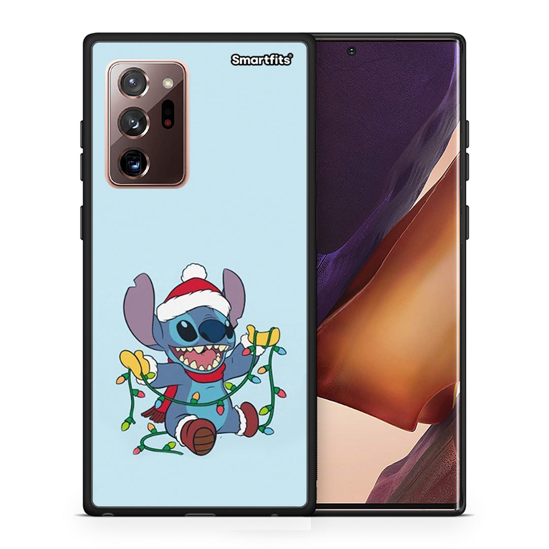 Θήκη Samsung Note 20 Ultra Santa Stich από τη Smartfits με σχέδιο στο πίσω μέρος και μαύρο περίβλημα | Samsung Note 20 Ultra Santa Stich case with colorful back and black bezels