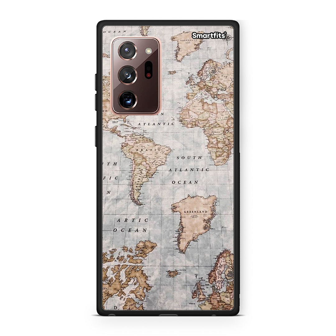 Samsung Note 20 Ultra World Map Θήκη από τη Smartfits με σχέδιο στο πίσω μέρος και μαύρο περίβλημα | Smartphone case with colorful back and black bezels by Smartfits