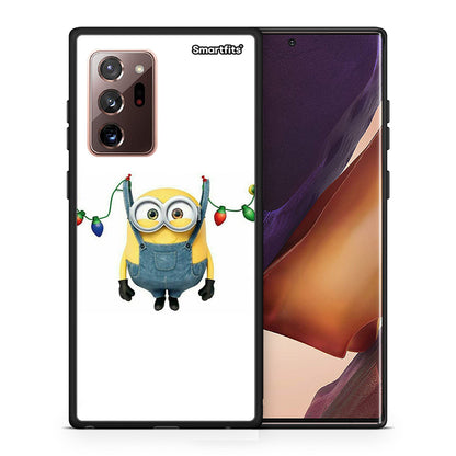 Θήκη Samsung Note 20 Ultra Xmas Minion Lights από τη Smartfits με σχέδιο στο πίσω μέρος και μαύρο περίβλημα | Samsung Note 20 Ultra Xmas Minion Lights case with colorful back and black bezels