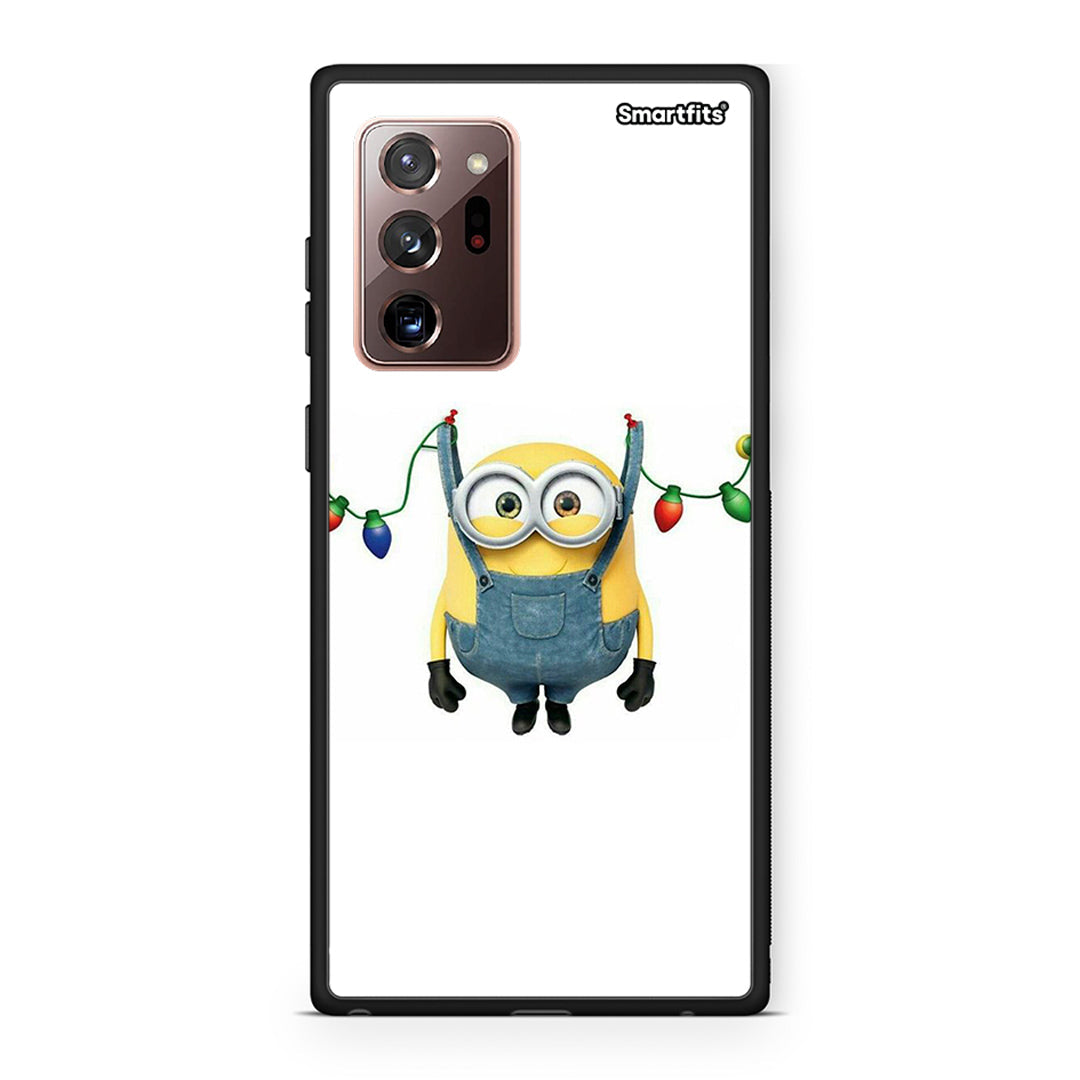 Samsung Note 20 Ultra Xmas Minion Lights θήκη από τη Smartfits με σχέδιο στο πίσω μέρος και μαύρο περίβλημα | Smartphone case with colorful back and black bezels by Smartfits