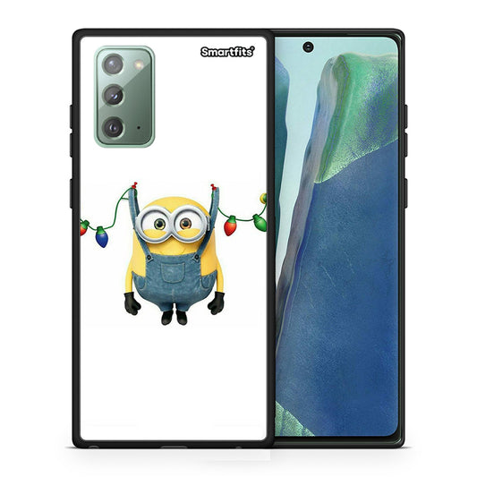 Θήκη Samsung Note 20 Xmas Minion Lights από τη Smartfits με σχέδιο στο πίσω μέρος και μαύρο περίβλημα | Samsung Note 20 Xmas Minion Lights case with colorful back and black bezels