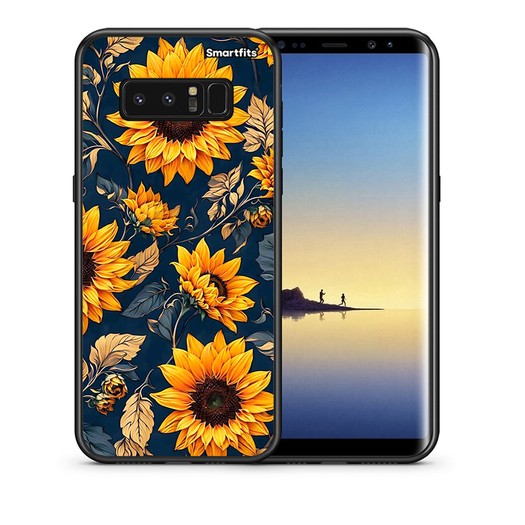 Θήκη Samsung Note 8 Autumn Sunflowers από τη Smartfits με σχέδιο στο πίσω μέρος και μαύρο περίβλημα | Samsung Note 8 Autumn Sunflowers case with colorful back and black bezels