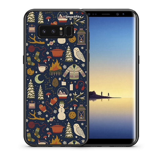 Θήκη Samsung Note 8 Christmas Elements από τη Smartfits με σχέδιο στο πίσω μέρος και μαύρο περίβλημα | Samsung Note 8 Christmas Elements case with colorful back and black bezels