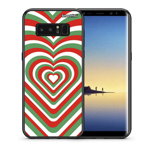 Θήκη Samsung Note 8 Christmas Hearts από τη Smartfits με σχέδιο στο πίσω μέρος και μαύρο περίβλημα | Samsung Note 8 Christmas Hearts case with colorful back and black bezels
