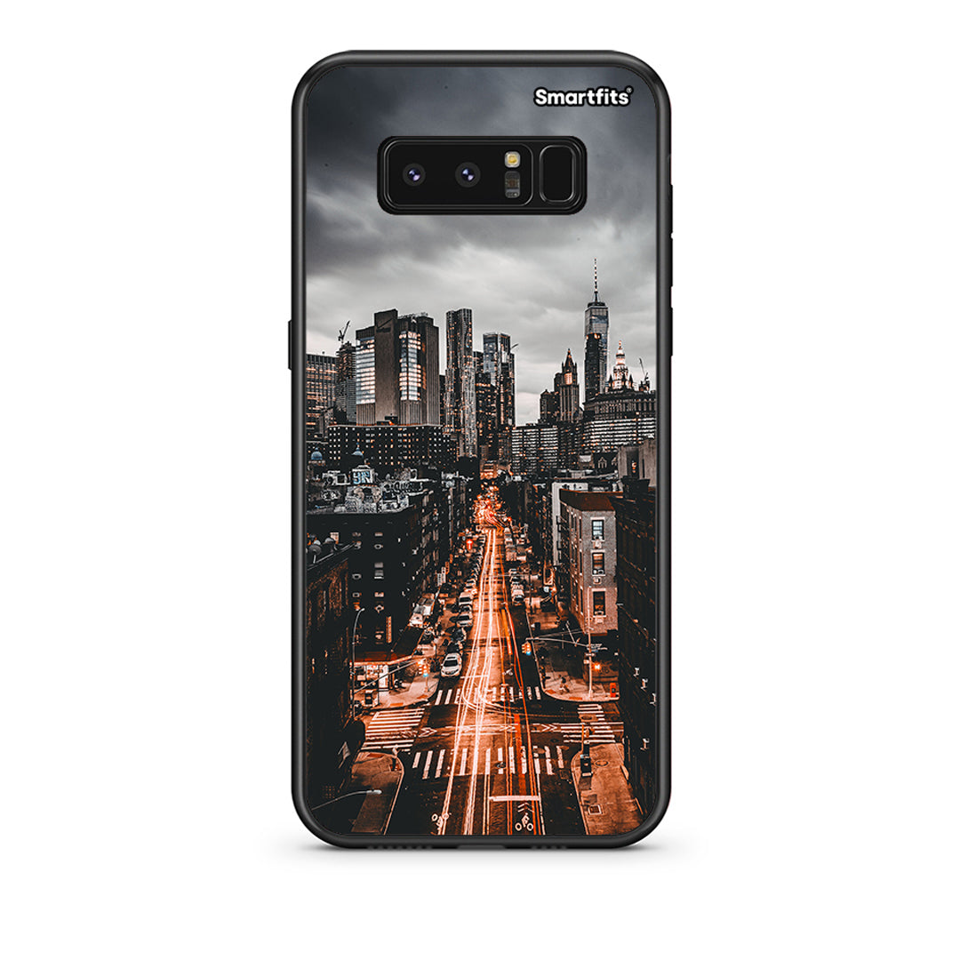 samsung note 8 City Lights θήκη από τη Smartfits με σχέδιο στο πίσω μέρος και μαύρο περίβλημα | Smartphone case with colorful back and black bezels by Smartfits