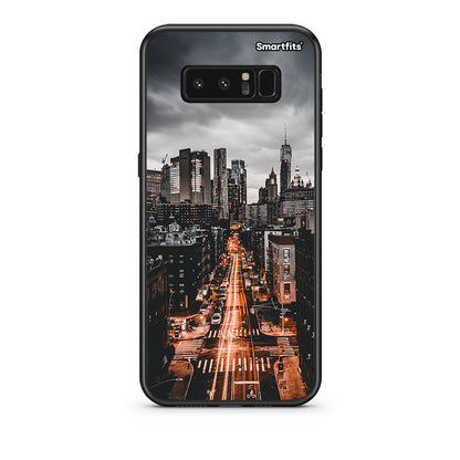 samsung note 8 City Lights θήκη από τη Smartfits με σχέδιο στο πίσω μέρος και μαύρο περίβλημα | Smartphone case with colorful back and black bezels by Smartfits