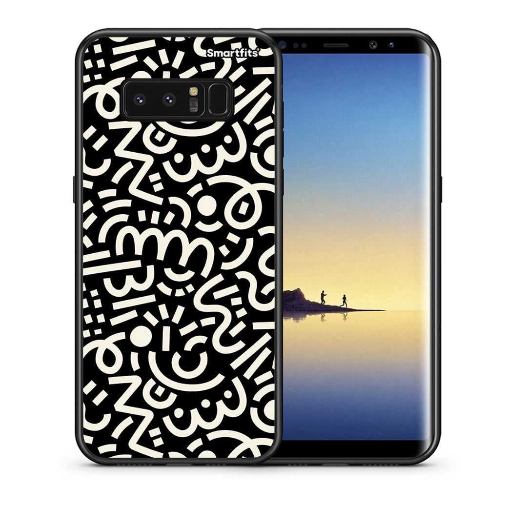 Θήκη Samsung Note 8 Doodle Art από τη Smartfits με σχέδιο στο πίσω μέρος και μαύρο περίβλημα | Samsung Note 8 Doodle Art case with colorful back and black bezels