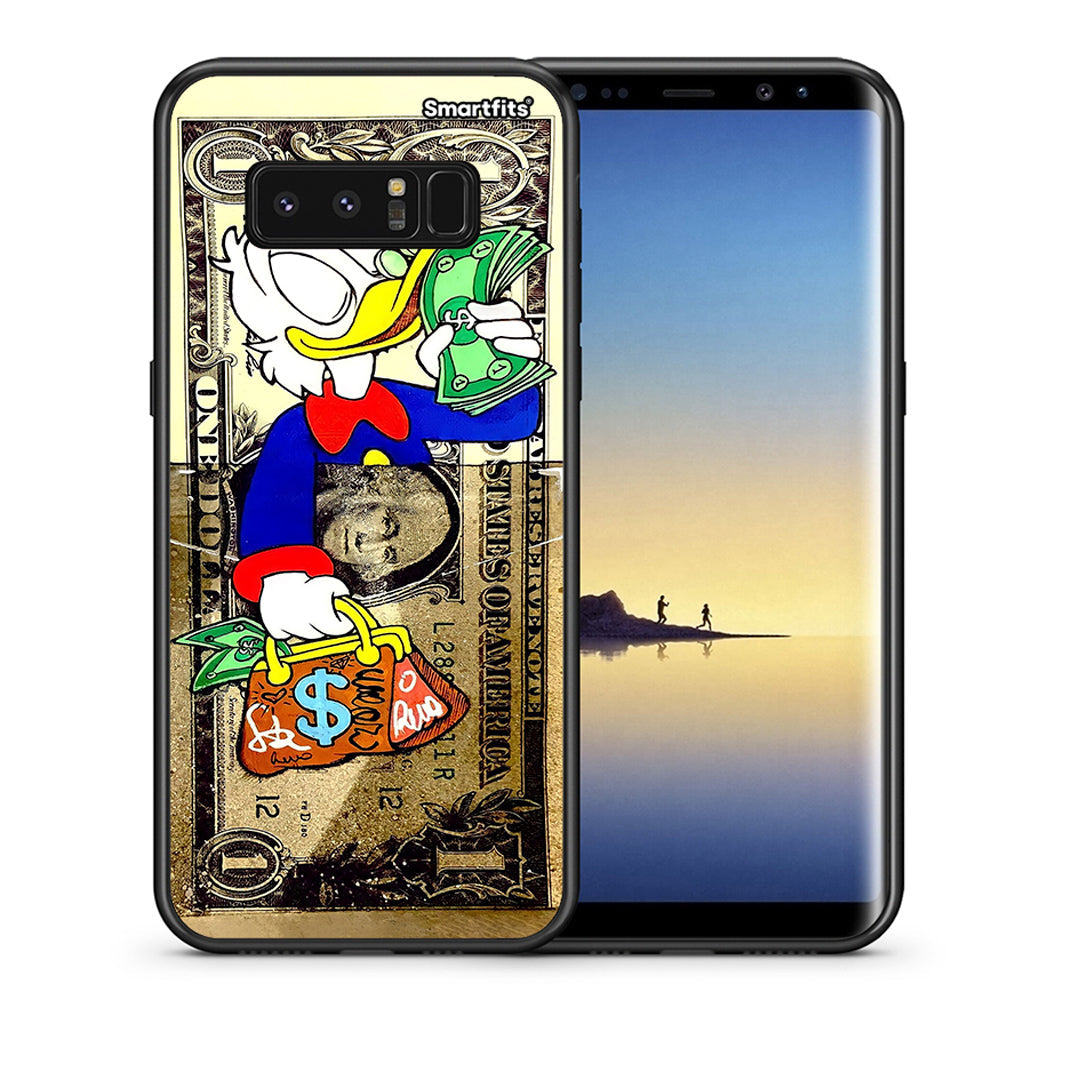 Θήκη Samsung Note 8 Duck Money από τη Smartfits με σχέδιο στο πίσω μέρος και μαύρο περίβλημα | Samsung Note 8 Duck Money case with colorful back and black bezels