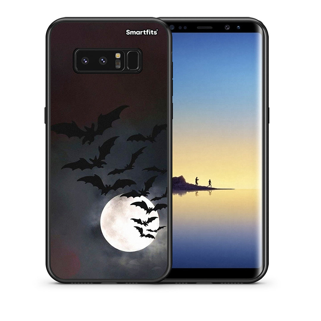 Θήκη Samsung Note 8 Halloween Bat Night από τη Smartfits με σχέδιο στο πίσω μέρος και μαύρο περίβλημα | Samsung Note 8 Halloween Bat Night case with colorful back and black bezels