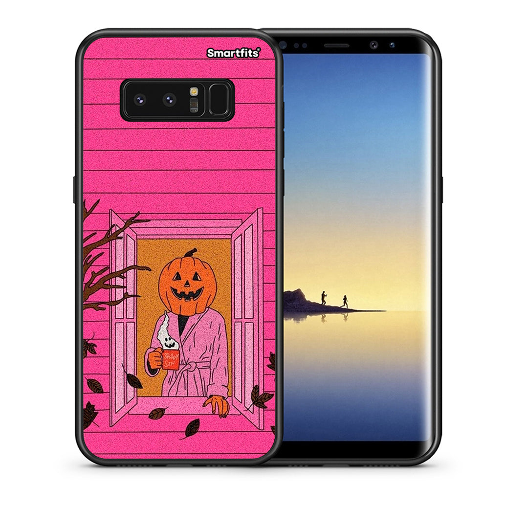 Θήκη Samsung Note 8 Halloween Pumpkin Lady από τη Smartfits με σχέδιο στο πίσω μέρος και μαύρο περίβλημα | Samsung Note 8 Halloween Pumpkin Lady case with colorful back and black bezels