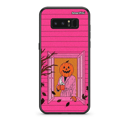 samsung note 8 Halloween Pumpkin Lady Θήκη από τη Smartfits με σχέδιο στο πίσω μέρος και μαύρο περίβλημα | Smartphone case with colorful back and black bezels by Smartfits