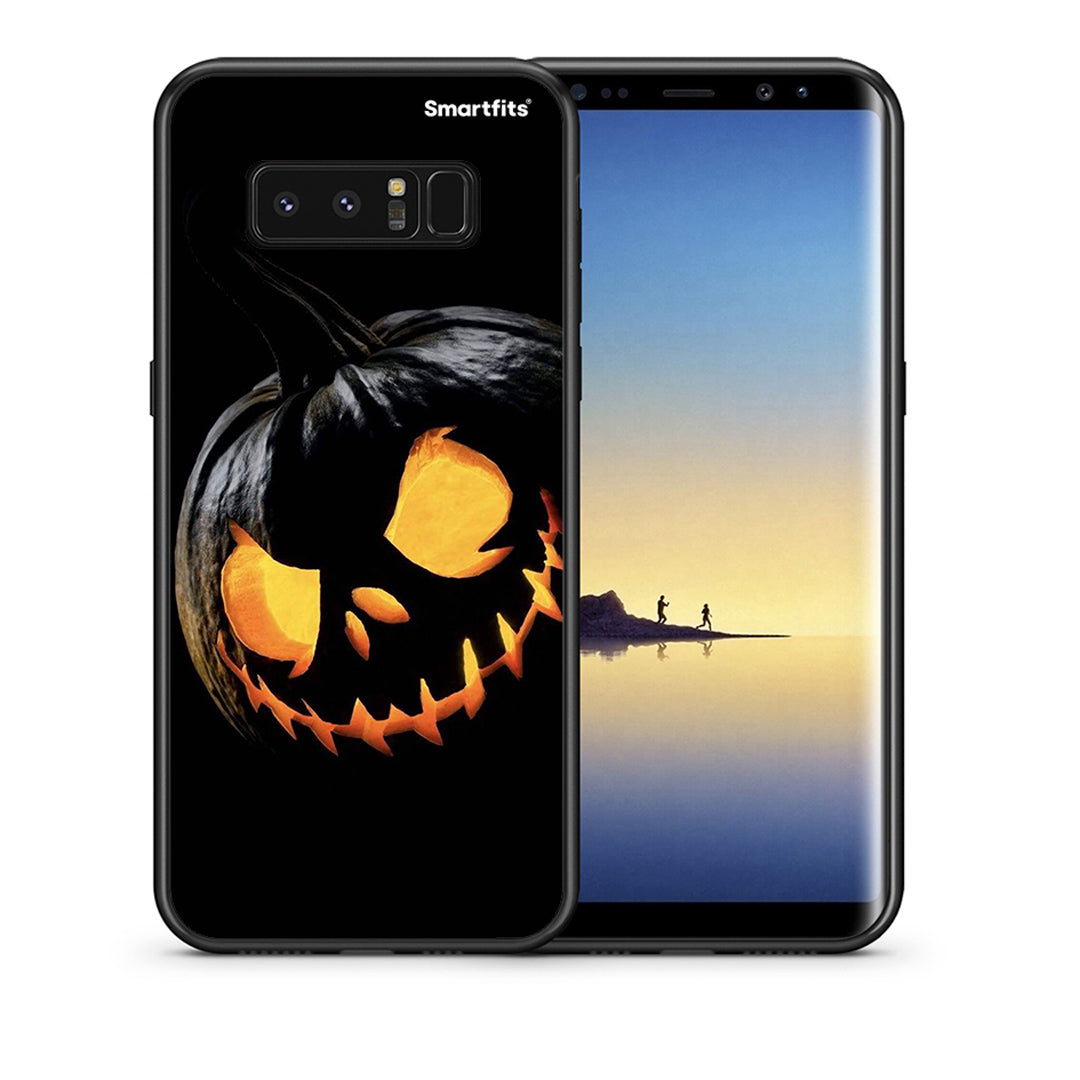 Θήκη Samsung Note 8 Halloween Scary Pumpkin από τη Smartfits με σχέδιο στο πίσω μέρος και μαύρο περίβλημα | Samsung Note 8 Halloween Scary Pumpkin case with colorful back and black bezels