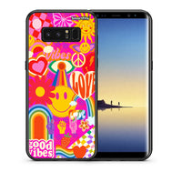 Thumbnail for Θήκη Samsung Note 8 Hippie Love από τη Smartfits με σχέδιο στο πίσω μέρος και μαύρο περίβλημα | Samsung Note 8 Hippie Love case with colorful back and black bezels