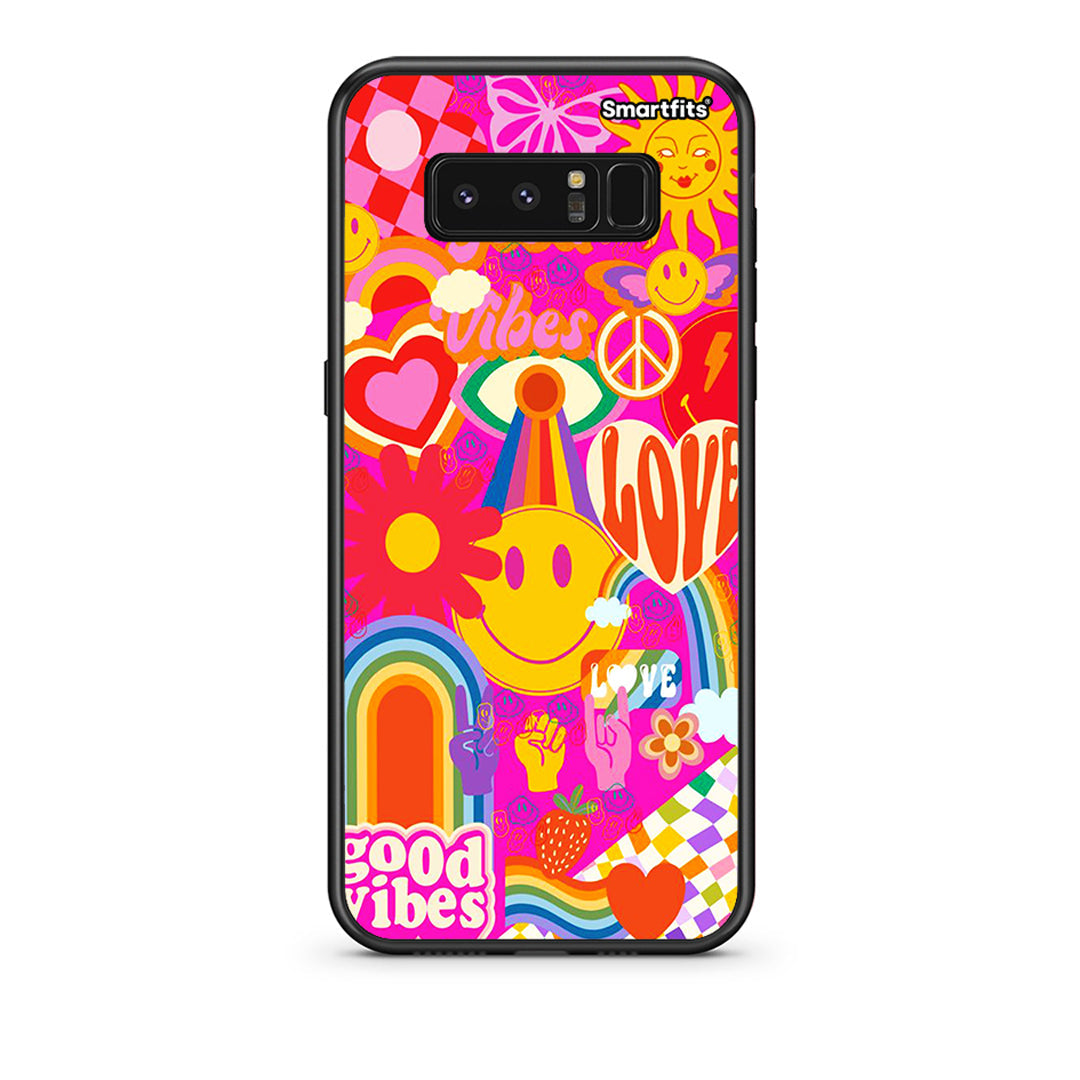 samsung note 8 Hippie Love θήκη από τη Smartfits με σχέδιο στο πίσω μέρος και μαύρο περίβλημα | Smartphone case with colorful back and black bezels by Smartfits