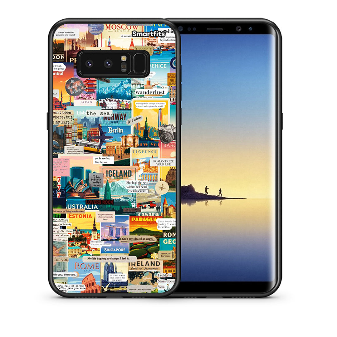 Θήκη Samsung Note 8 Live To Travel από τη Smartfits με σχέδιο στο πίσω μέρος και μαύρο περίβλημα | Samsung Note 8 Live To Travel case with colorful back and black bezels