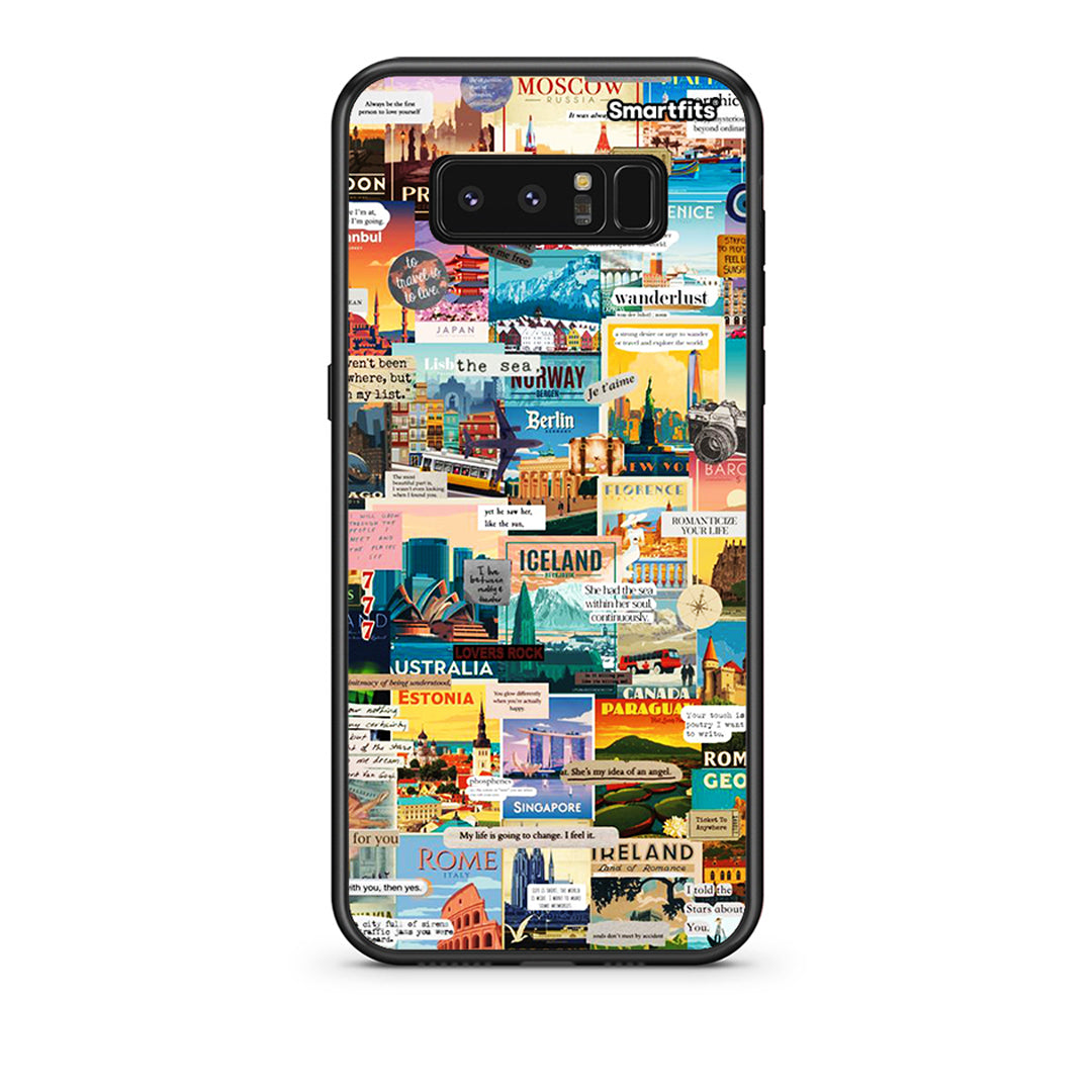 samsung note 8 Live To Travel θήκη από τη Smartfits με σχέδιο στο πίσω μέρος και μαύρο περίβλημα | Smartphone case with colorful back and black bezels by Smartfits