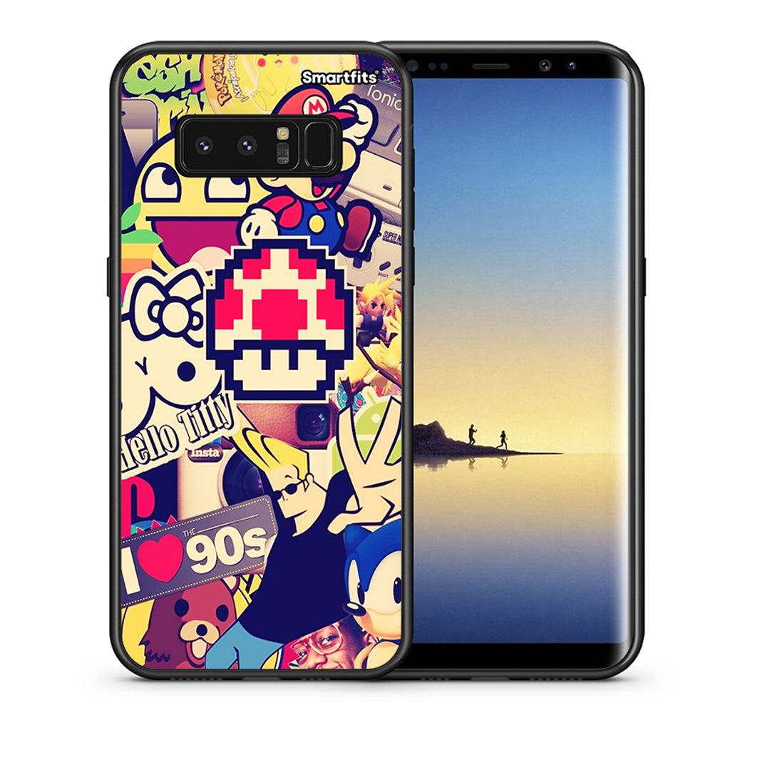 Θήκη Samsung Note 8 Love The 90s από τη Smartfits με σχέδιο στο πίσω μέρος και μαύρο περίβλημα | Samsung Note 8 Love The 90s case with colorful back and black bezels