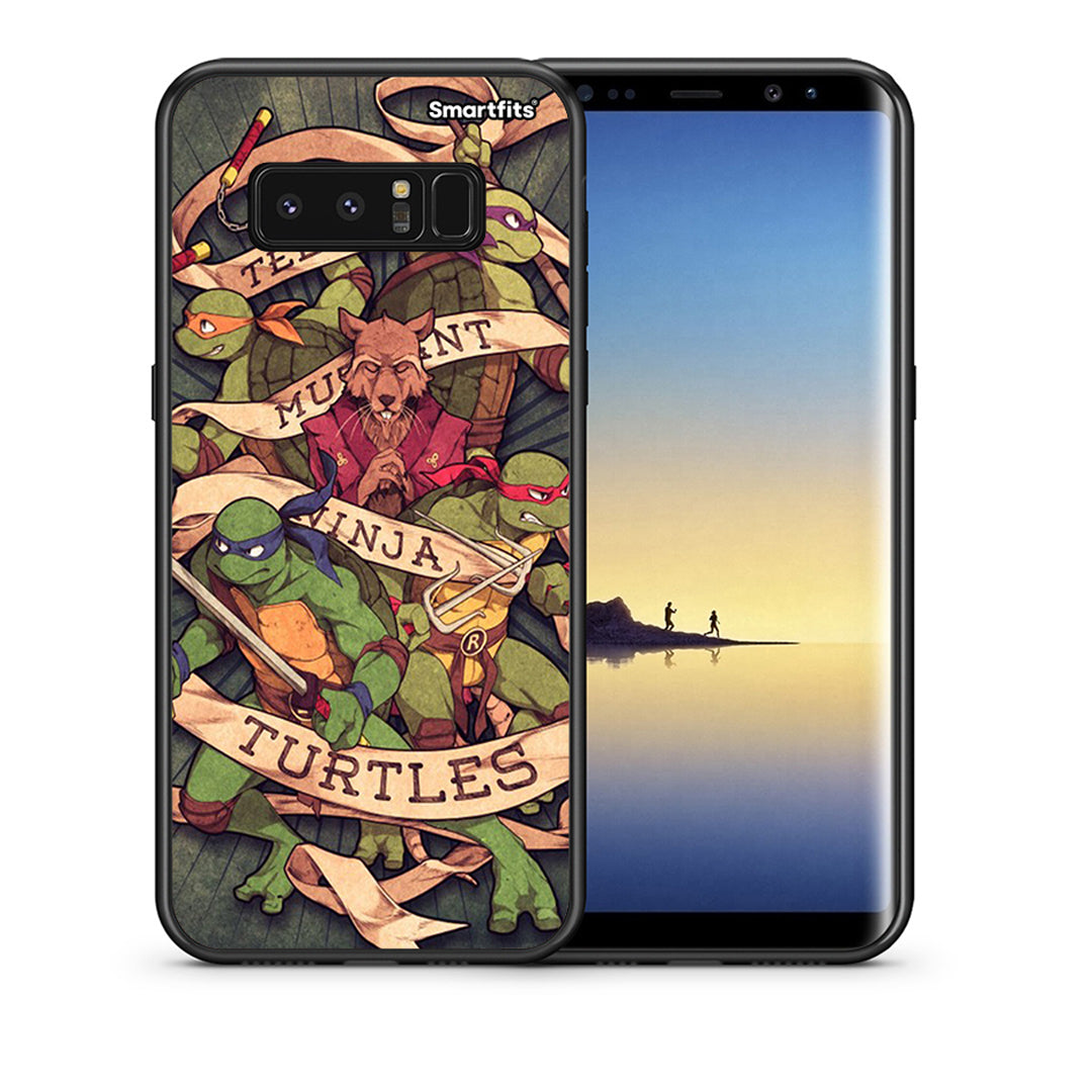 Θήκη Samsung Note 8 Ninja Turtles από τη Smartfits με σχέδιο στο πίσω μέρος και μαύρο περίβλημα | Samsung Note 8 Ninja Turtles case with colorful back and black bezels
