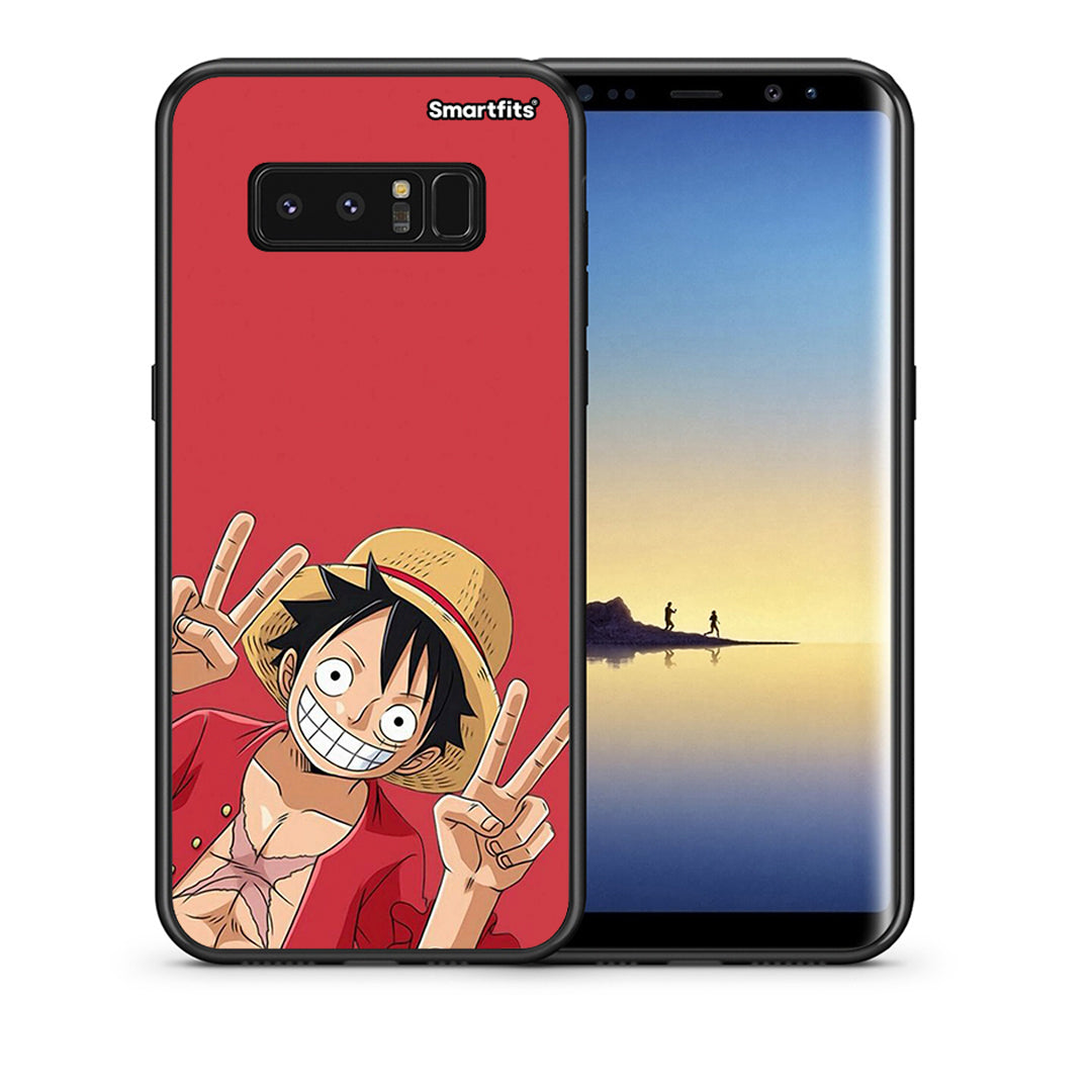 Θήκη Samsung Note 8 Pirate Luffy από τη Smartfits με σχέδιο στο πίσω μέρος και μαύρο περίβλημα | Samsung Note 8 Pirate Luffy case with colorful back and black bezels