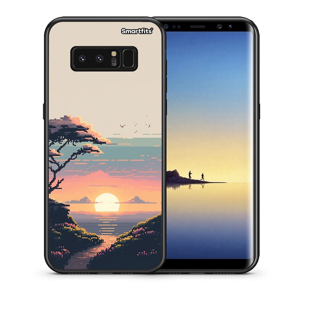 Θήκη Samsung Note 8 Pixel Sunset από τη Smartfits με σχέδιο στο πίσω μέρος και μαύρο περίβλημα | Samsung Note 8 Pixel Sunset case with colorful back and black bezels