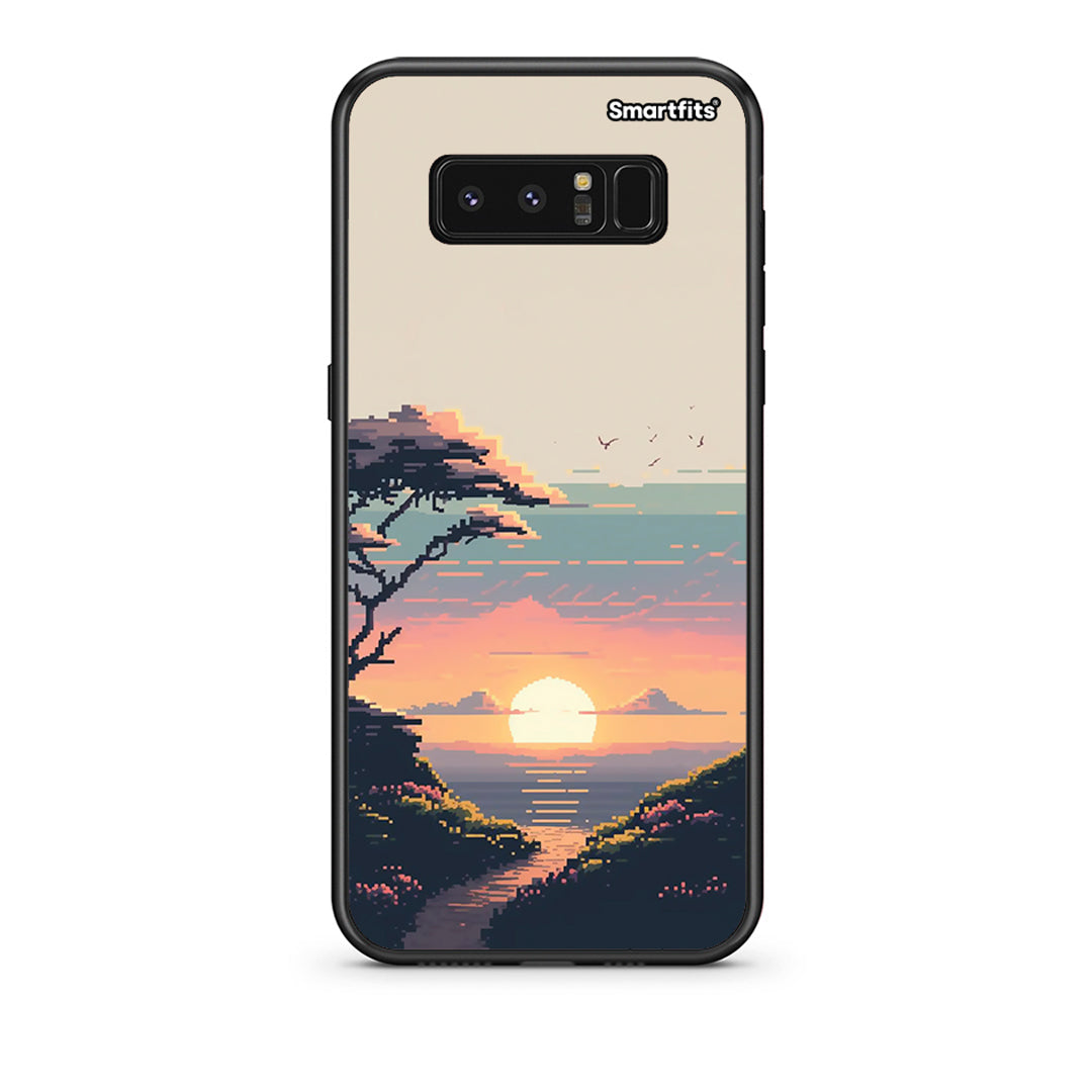 samsung note 8 Pixel Sunset Θήκη από τη Smartfits με σχέδιο στο πίσω μέρος και μαύρο περίβλημα | Smartphone case with colorful back and black bezels by Smartfits