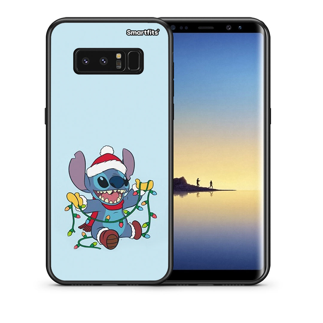Θήκη Samsung Note 8 Santa Stich από τη Smartfits με σχέδιο στο πίσω μέρος και μαύρο περίβλημα | Samsung Note 8 Santa Stich case with colorful back and black bezels