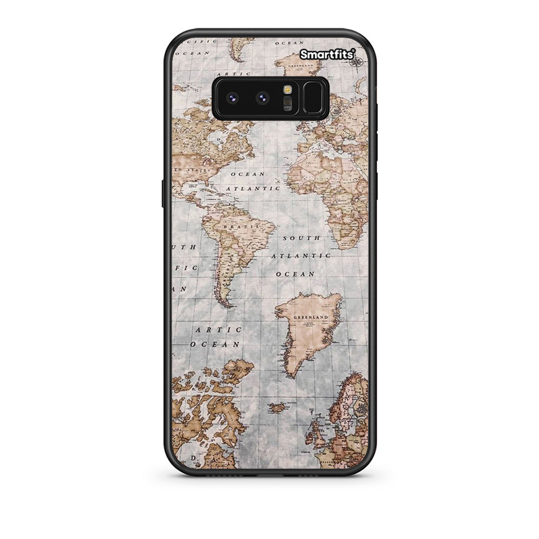 samsung note 8 World Map Θήκη από τη Smartfits με σχέδιο στο πίσω μέρος και μαύρο περίβλημα | Smartphone case with colorful back and black bezels by Smartfits