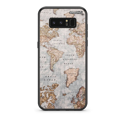 samsung note 8 World Map Θήκη από τη Smartfits με σχέδιο στο πίσω μέρος και μαύρο περίβλημα | Smartphone case with colorful back and black bezels by Smartfits