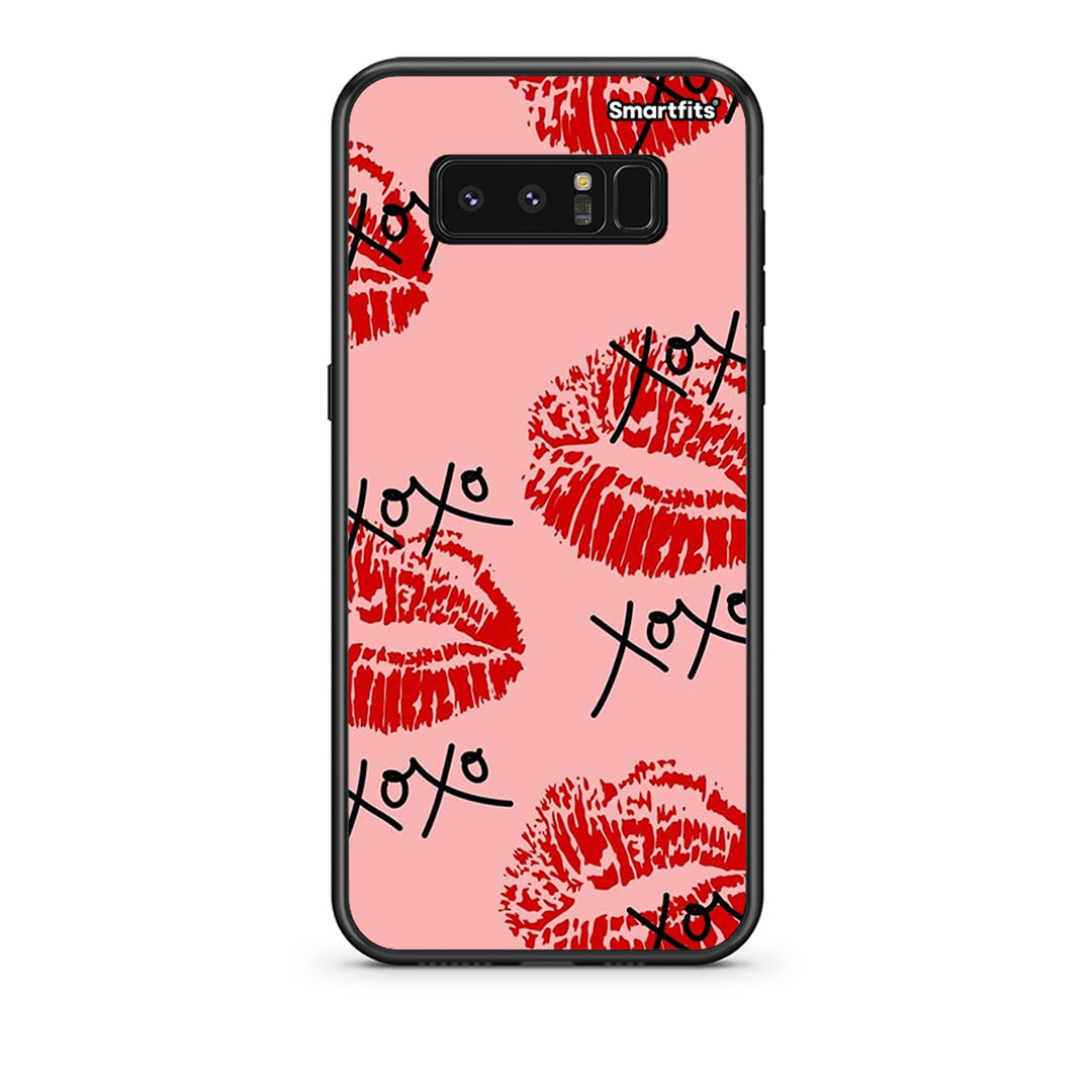 samsung note 8 XOXO Lips θήκη από τη Smartfits με σχέδιο στο πίσω μέρος και μαύρο περίβλημα | Smartphone case with colorful back and black bezels by Smartfits