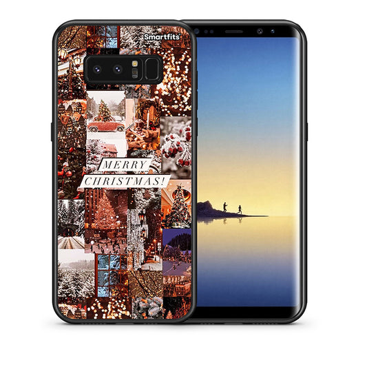 Θήκη Samsung Note 8 Xmas Collage από τη Smartfits με σχέδιο στο πίσω μέρος και μαύρο περίβλημα | Samsung Note 8 Xmas Collage case with colorful back and black bezels
