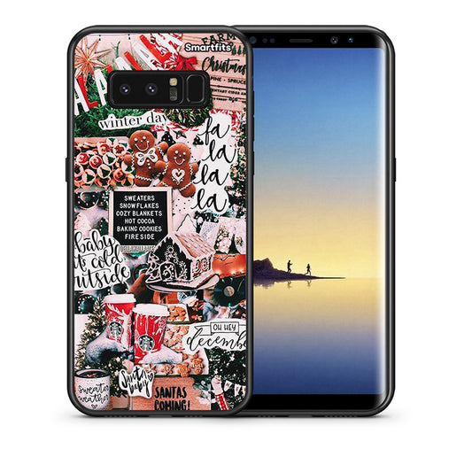 Θήκη Samsung Note 8 Xmas Habbits από τη Smartfits με σχέδιο στο πίσω μέρος και μαύρο περίβλημα | Samsung Note 8 Xmas Habbits case with colorful back and black bezels