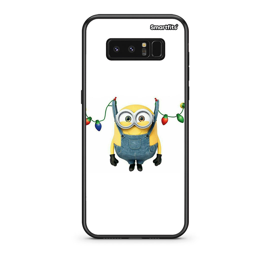 samsung note 8 Xmas Minion Lights θήκη από τη Smartfits με σχέδιο στο πίσω μέρος και μαύρο περίβλημα | Smartphone case with colorful back and black bezels by Smartfits