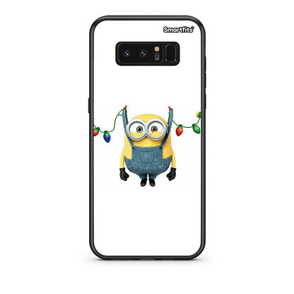 samsung note 8 Xmas Minion Lights θήκη από τη Smartfits με σχέδιο στο πίσω μέρος και μαύρο περίβλημα | Smartphone case with colorful back and black bezels by Smartfits