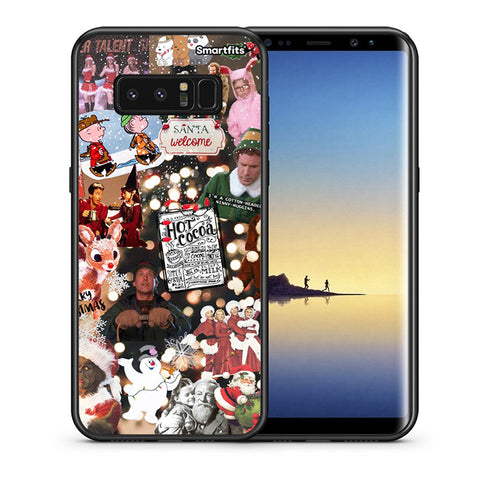 Θήκη Samsung Note 8 Xmas Movies από τη Smartfits με σχέδιο στο πίσω μέρος και μαύρο περίβλημα | Samsung Note 8 Xmas Movies case with colorful back and black bezels