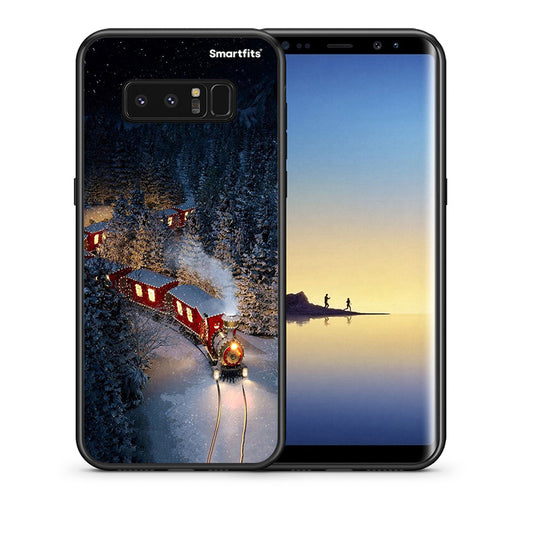 Θήκη Samsung Note 8 Xmas Train από τη Smartfits με σχέδιο στο πίσω μέρος και μαύρο περίβλημα | Samsung Note 8 Xmas Train case with colorful back and black bezels