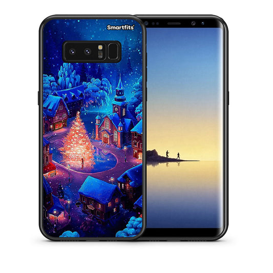 Θήκη Samsung Note 8 Xmas Village από τη Smartfits με σχέδιο στο πίσω μέρος και μαύρο περίβλημα | Samsung Note 8 Xmas Village case with colorful back and black bezels