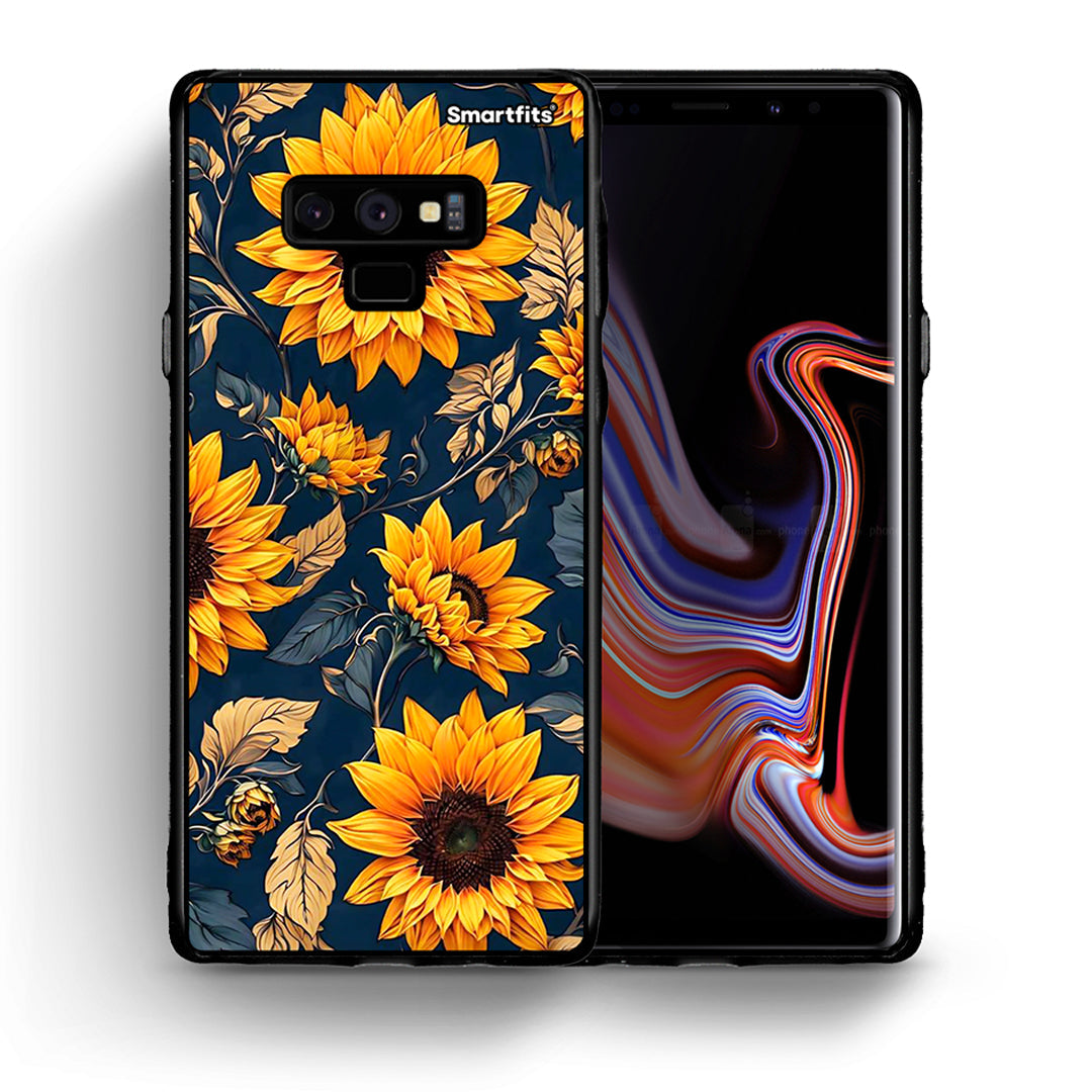 Θήκη Samsung Note 9 Autumn Sunflowers από τη Smartfits με σχέδιο στο πίσω μέρος και μαύρο περίβλημα | Samsung Note 9 Autumn Sunflowers case with colorful back and black bezels