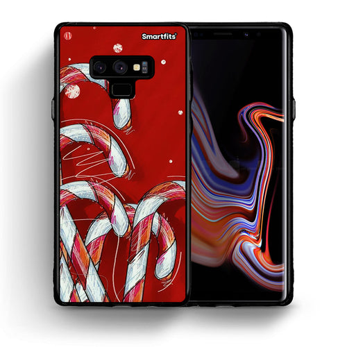 Θήκη Samsung Note 9 Candy Cane από τη Smartfits με σχέδιο στο πίσω μέρος και μαύρο περίβλημα | Samsung Note 9 Candy Cane case with colorful back and black bezels