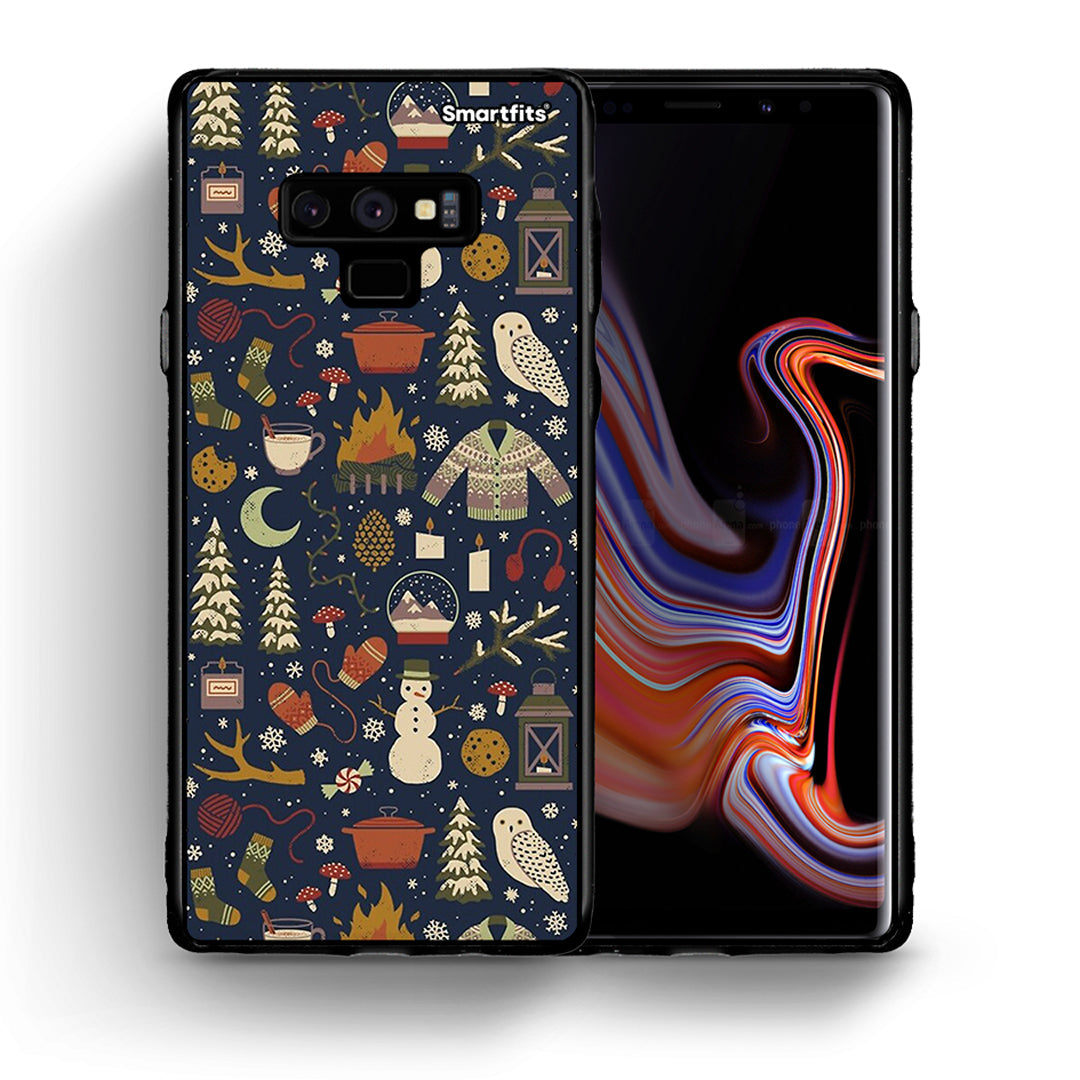 Θήκη Samsung Note 9 Christmas Elements από τη Smartfits με σχέδιο στο πίσω μέρος και μαύρο περίβλημα | Samsung Note 9 Christmas Elements case with colorful back and black bezels