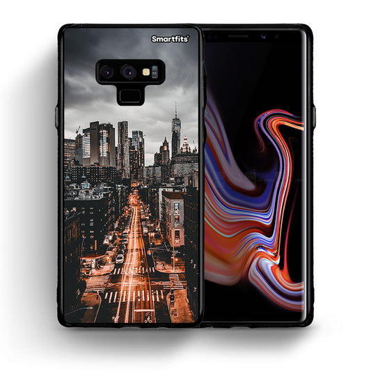 Θήκη Samsung Note 9 City Lights από τη Smartfits με σχέδιο στο πίσω μέρος και μαύρο περίβλημα | Samsung Note 9 City Lights case with colorful back and black bezels