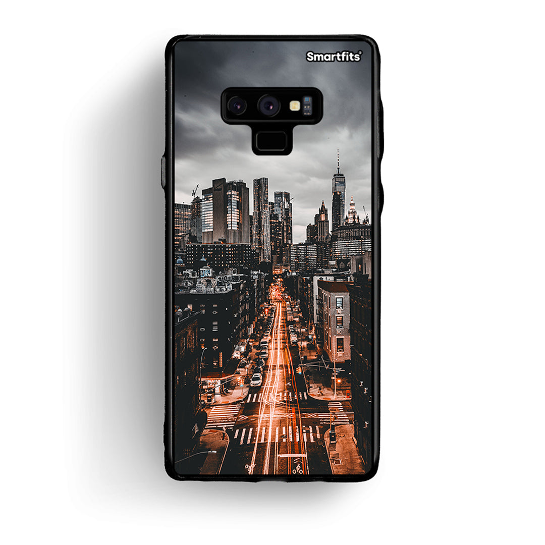 samsung note 9 City Lights θήκη από τη Smartfits με σχέδιο στο πίσω μέρος και μαύρο περίβλημα | Smartphone case with colorful back and black bezels by Smartfits
