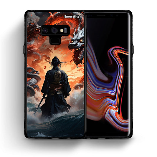 Θήκη Samsung Note 9 Dragons Fight από τη Smartfits με σχέδιο στο πίσω μέρος και μαύρο περίβλημα | Samsung Note 9 Dragons Fight case with colorful back and black bezels