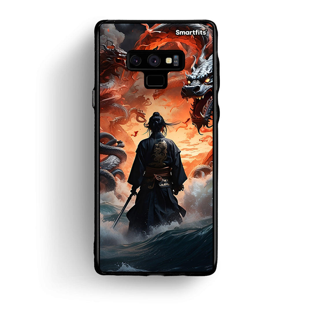 samsung note 9 Dragons Fight θήκη από τη Smartfits με σχέδιο στο πίσω μέρος και μαύρο περίβλημα | Smartphone case with colorful back and black bezels by Smartfits