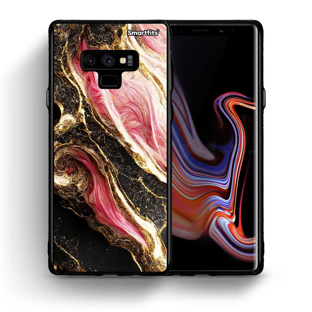 Θήκη Samsung Note 9 Glamorous Pink Marble από τη Smartfits με σχέδιο στο πίσω μέρος και μαύρο περίβλημα | Samsung Note 9 Glamorous Pink Marble case with colorful back and black bezels