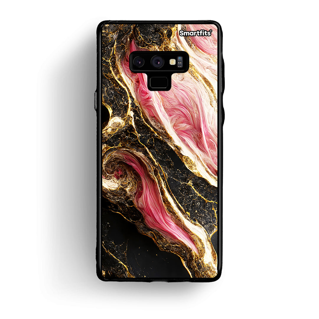 samsung note 9 Glamorous Pink Marble θήκη από τη Smartfits με σχέδιο στο πίσω μέρος και μαύρο περίβλημα | Smartphone case with colorful back and black bezels by Smartfits