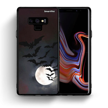 Θήκη Samsung Note 9 Halloween Bat Night από τη Smartfits με σχέδιο στο πίσω μέρος και μαύρο περίβλημα | Samsung Note 9 Halloween Bat Night case with colorful back and black bezels