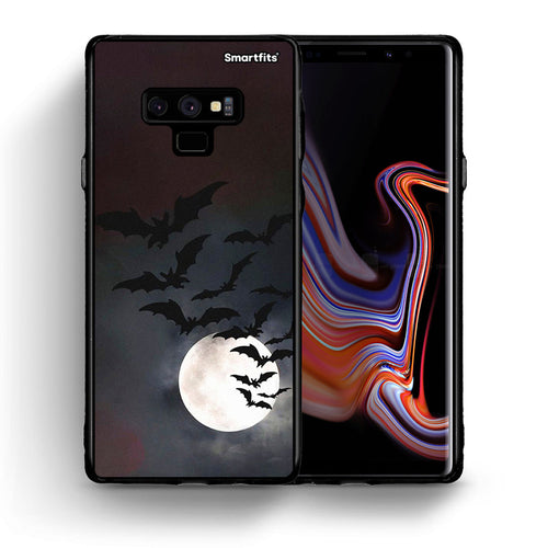 Θήκη Samsung Note 9 Halloween Bat Night από τη Smartfits με σχέδιο στο πίσω μέρος και μαύρο περίβλημα | Samsung Note 9 Halloween Bat Night case with colorful back and black bezels
