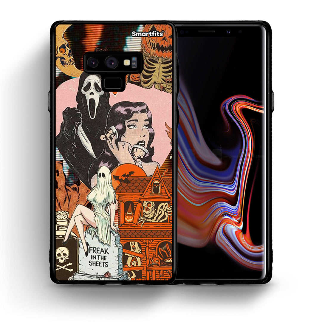 Θήκη Samsung Note 9 Halloween Collage από τη Smartfits με σχέδιο στο πίσω μέρος και μαύρο περίβλημα | Samsung Note 9 Halloween Collage case with colorful back and black bezels